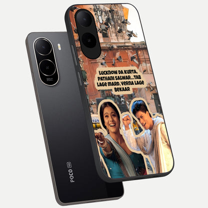  Desi Retro Vibes phone case For Poco C85x showing premium glass back cover with detailed artwork