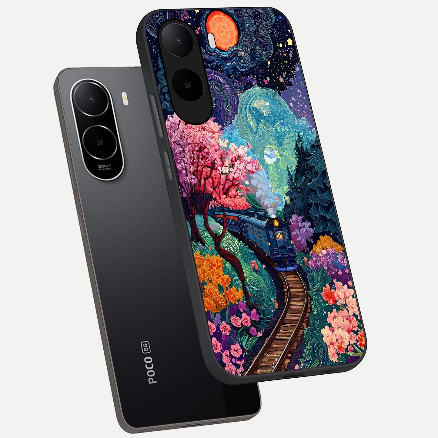  Digital Art phone case For Poco C85x showing premium glass back cover with detailed artwork
