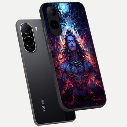  Divine Fire Shiv phone case For Poco C85x showing premium glass back cover with detailed artwork