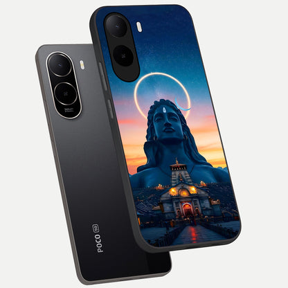  Eternal Shiva Aura phone case For Poco C85x showing premium glass back cover with detailed artwork