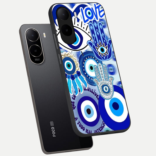  Evil Eyes Dream phone case For Poco C85x showing premium glass back cover with detailed artwork