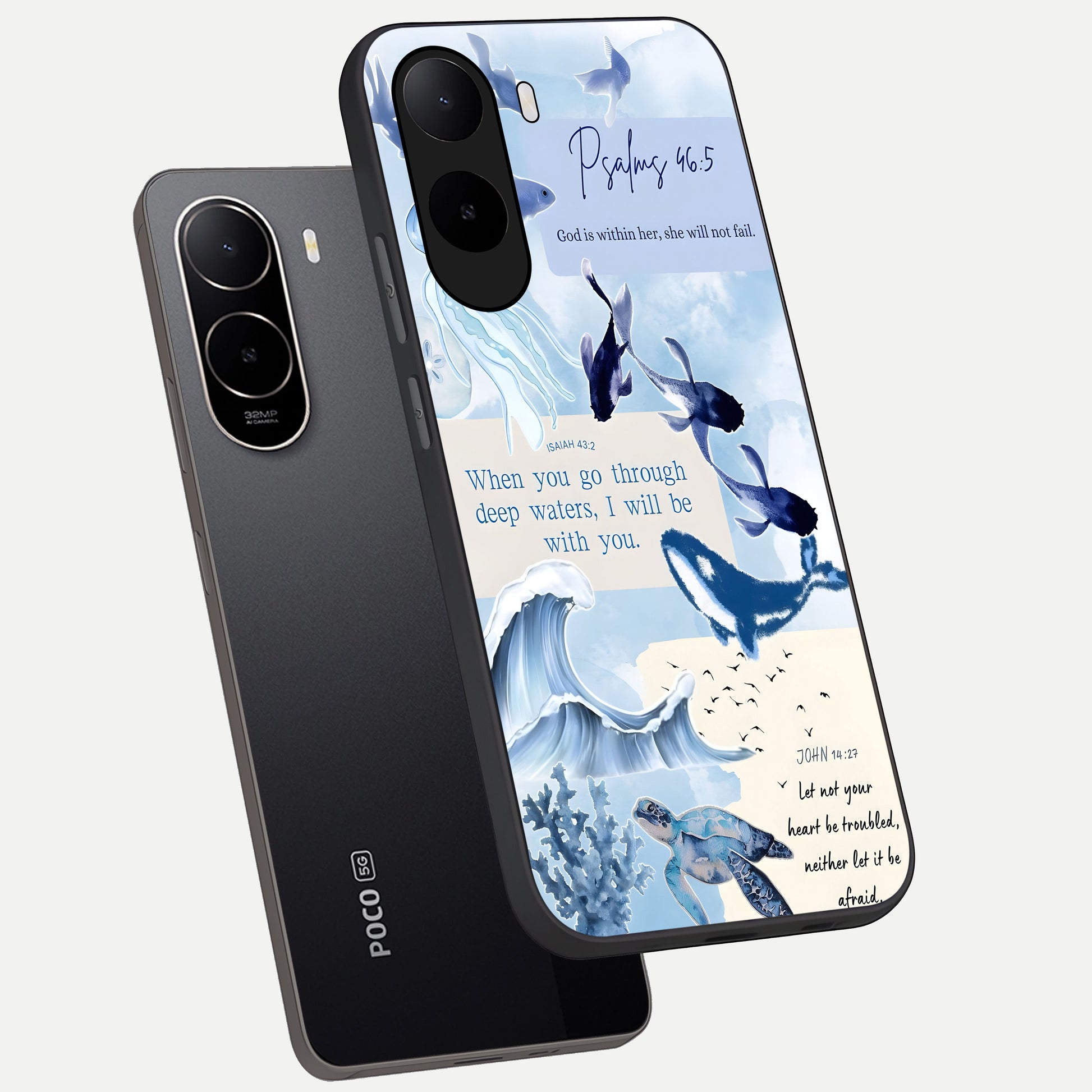  Faithful Ocean Promise phone case For Poco C85x showing premium glass back cover with detailed artwork