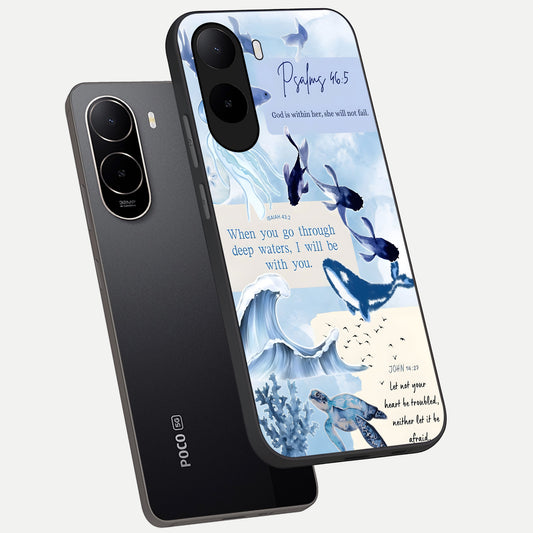  Faithful Ocean Promise phone case For Poco C85x showing premium glass back cover with detailed artwork