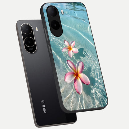  Floating Bloom Bliss phone case For Poco C85x showing premium glass back cover with detailed artwork