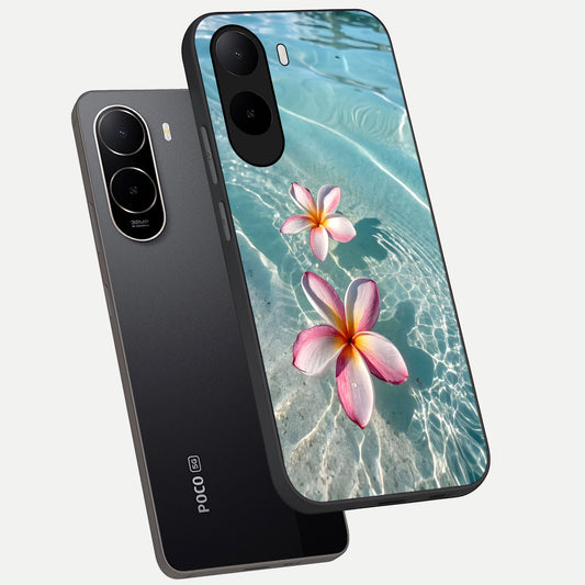  Floating Bloom Bliss phone case For Poco C85x showing premium glass back cover with detailed artwork