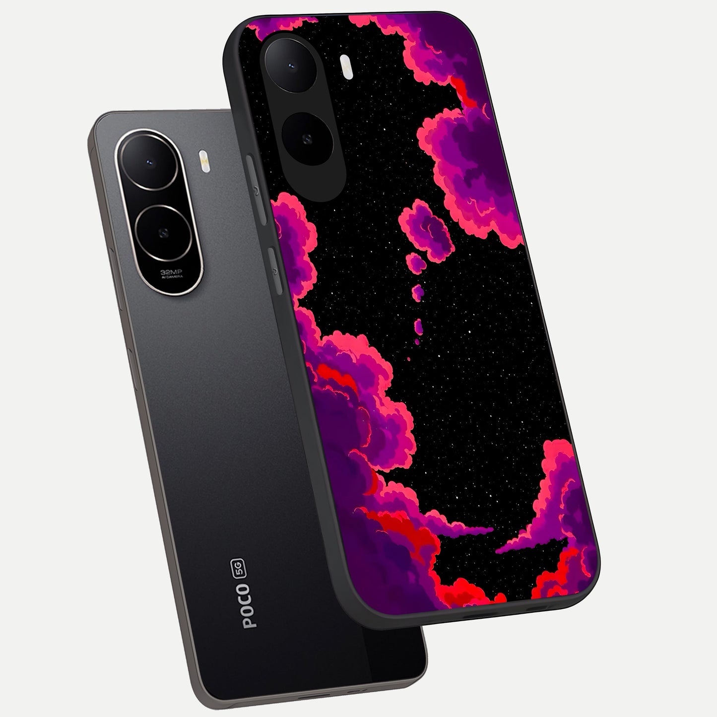  Galaxy Dream Frame phone case For Poco C85x showing premium glass back cover with detailed artwork