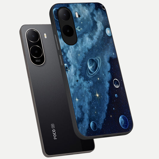  Galaxy Dream Space phone case For Poco C85x showing premium glass back cover with detailed artwork