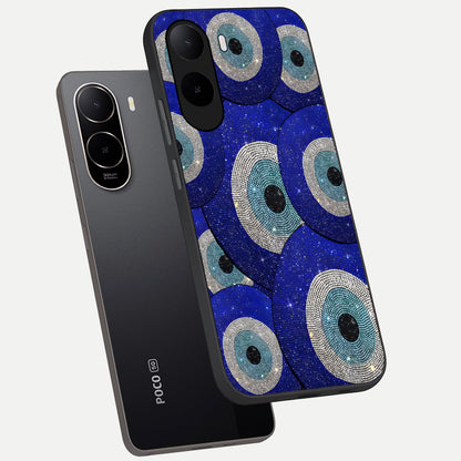  Galaxy Eye Flow phone case For Poco C85x showing premium glass back cover with detailed artwork