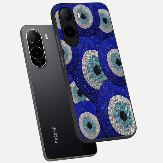  Galaxy Eye Flow phone case For Poco C85x showing premium glass back cover with detailed artwork
