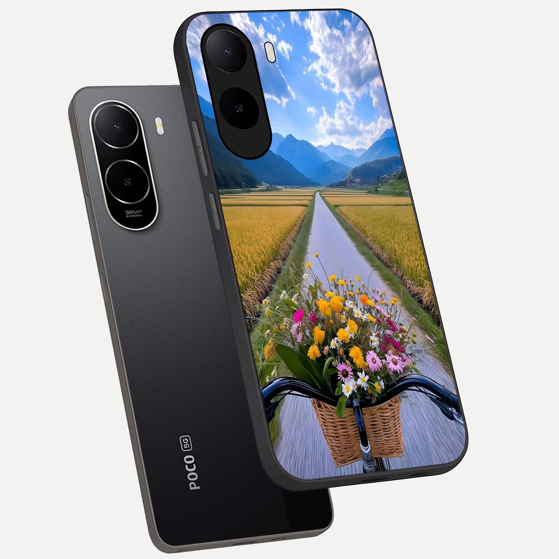  Golden Field Journey phone case For Poco C85x showing premium glass back cover with detailed artwork
