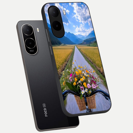  Golden Field Journey phone case For Poco C85x showing premium glass back cover with detailed artwork