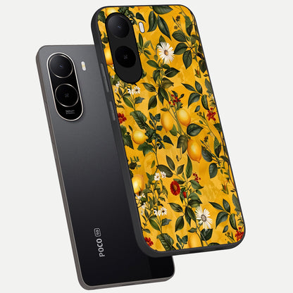  Golden Lemon Field phone case For Poco C85x showing premium glass back cover with detailed artwork