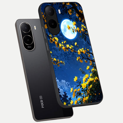 Golden Night Glow phone case For Poco C85x showing premium glass back cover with detailed artwork