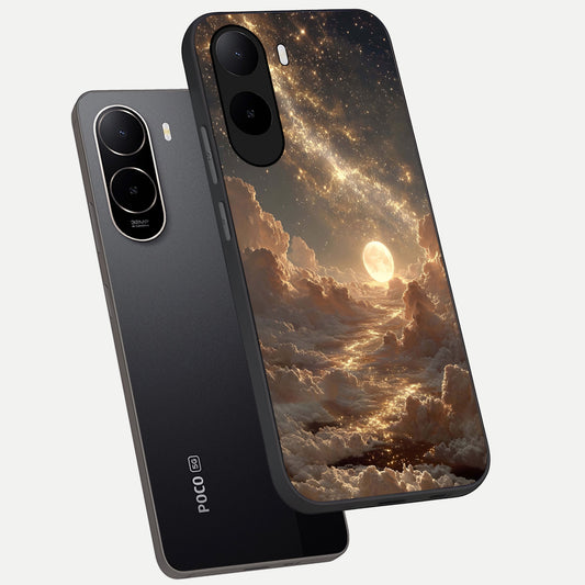  Golden Sky Dream phone case For Poco C85x showing premium glass back cover with detailed artwork