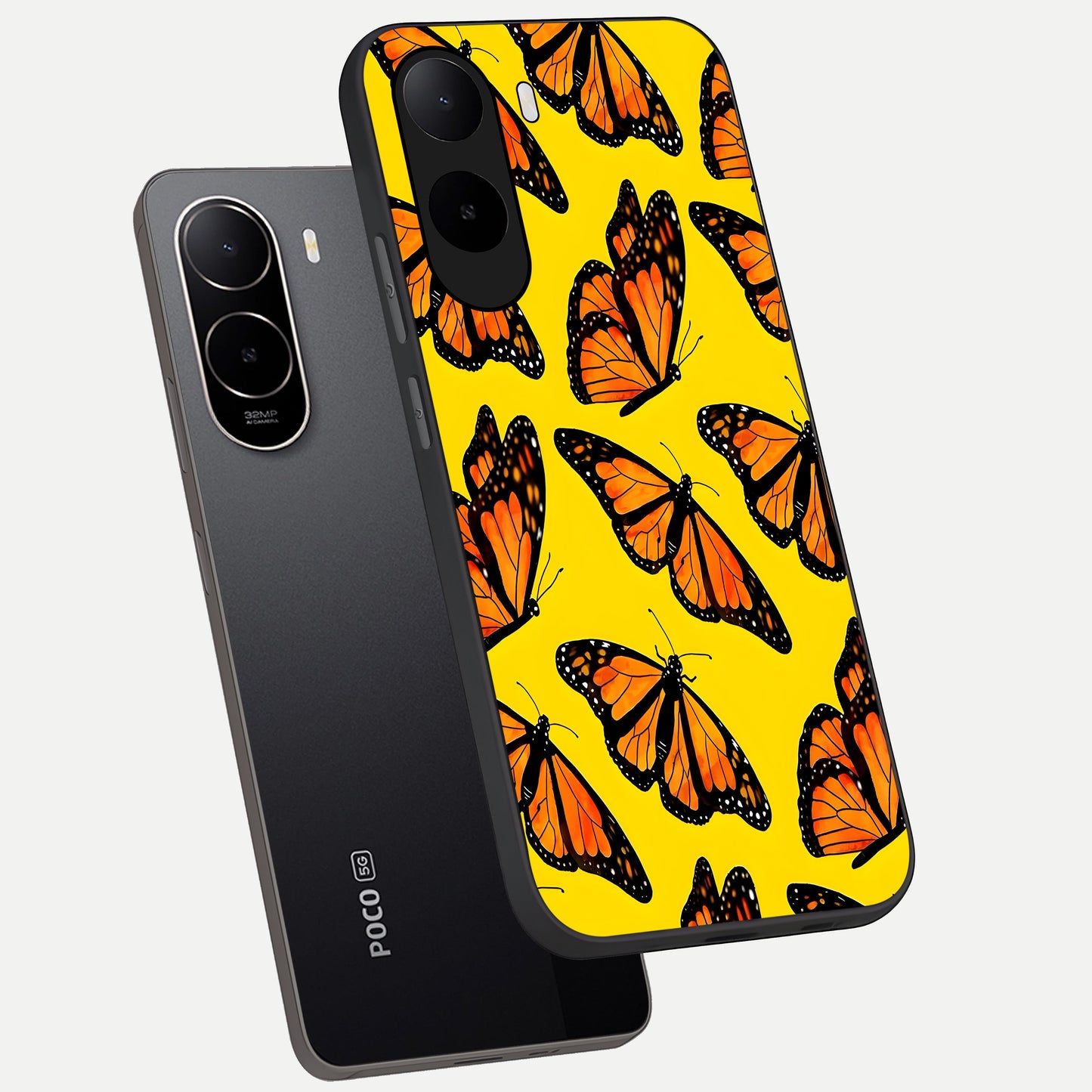  Golden Wing Flight phone case For Poco C85x showing premium glass back cover with detailed artwork