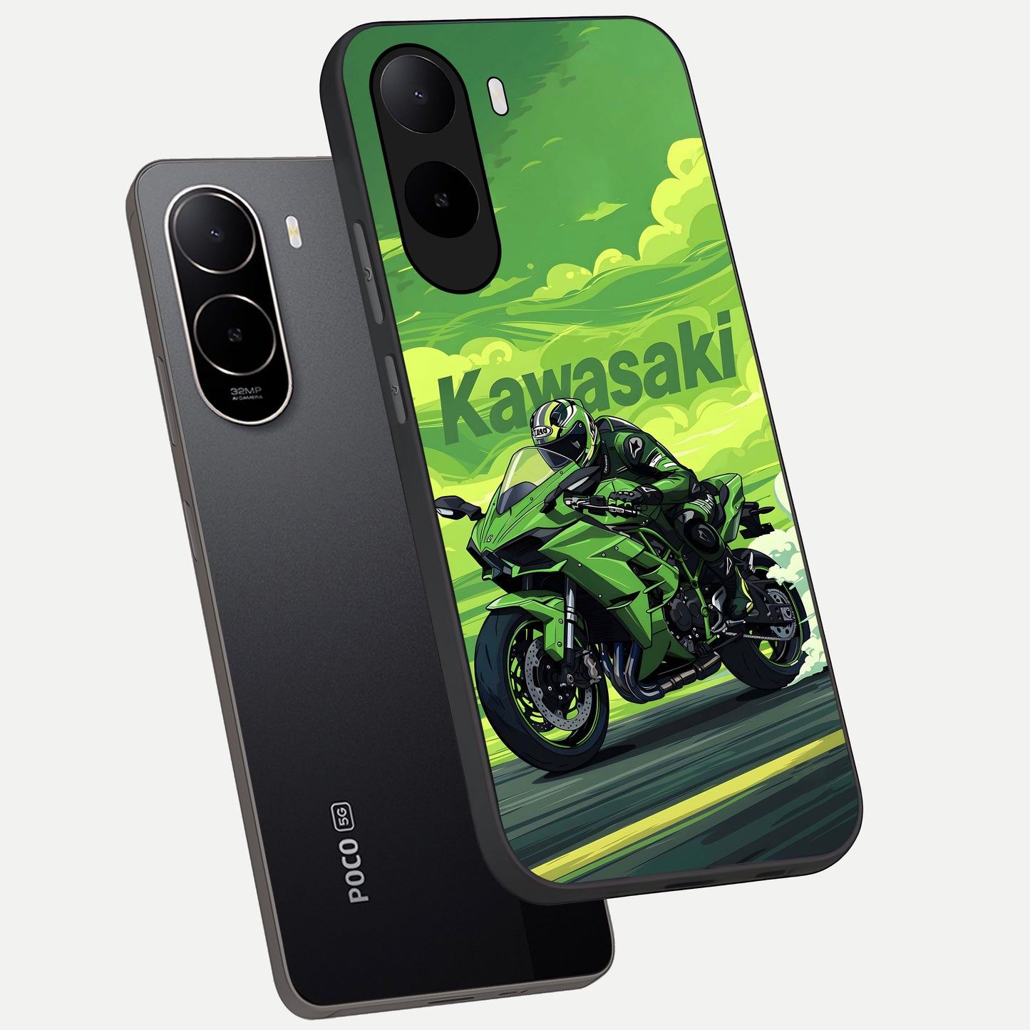  Greenery Sky phone case For Poco C85x showing premium glass back cover with detailed artwork