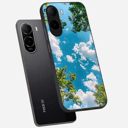  Green Moon Energy phone case For Poco C85x showing premium glass back cover with detailed artwork
