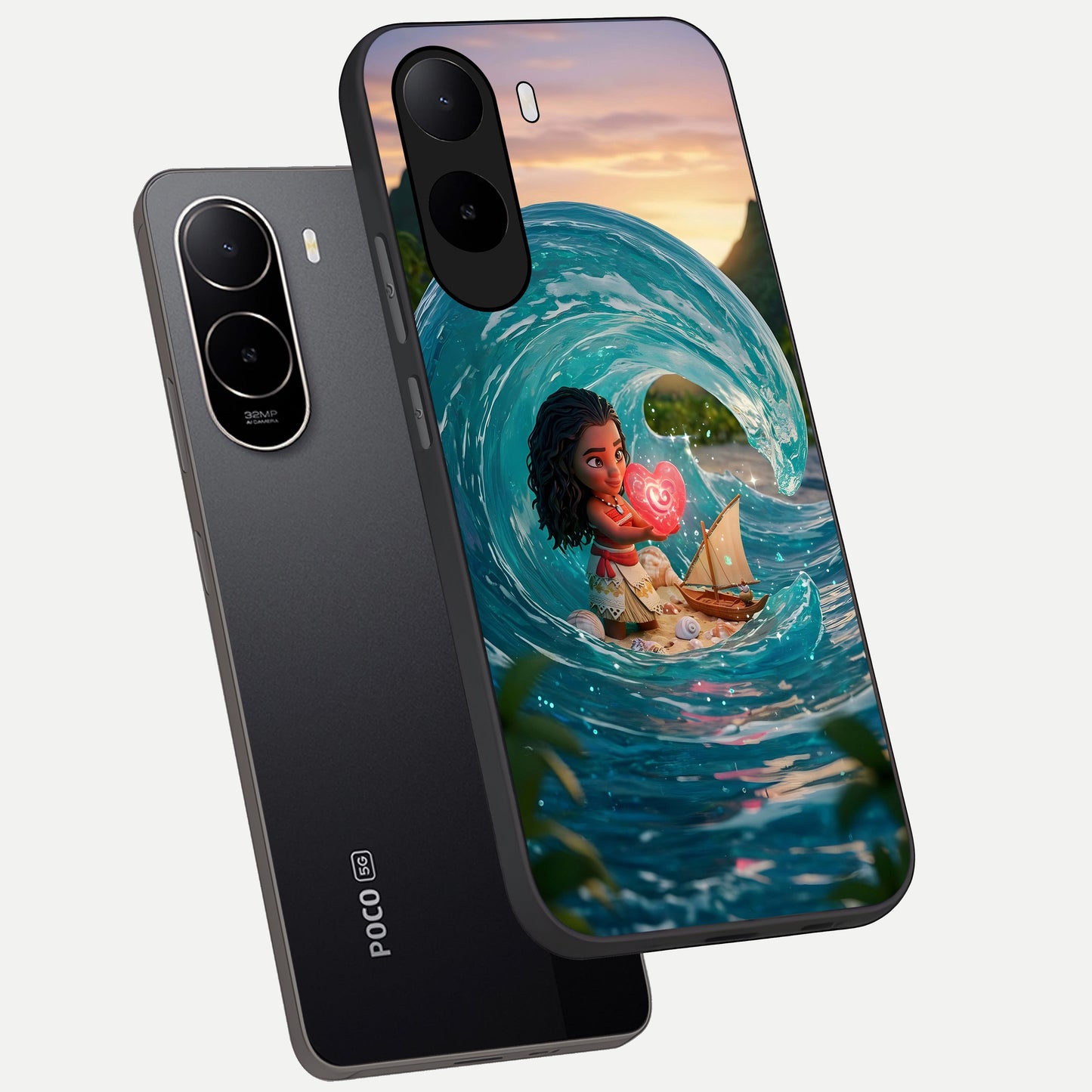  Heart of Ocean phone case For Poco C85x showing premium glass back cover with detailed artwork