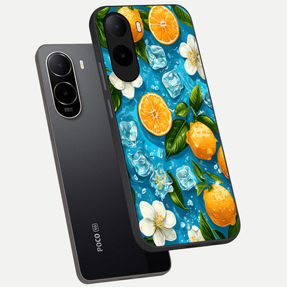  Ice Cube With Orange phone case For Poco C85x showing premium glass back cover with detailed artwork