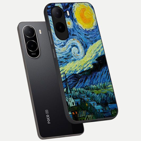  Inspired Van Gogh Art phone case For Poco C85x showing premium glass back cover with detailed artwork