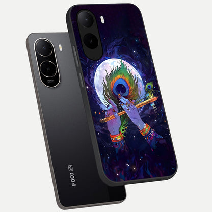  Krishna Hands Art phone case For Poco C85x showing premium glass back cover with detailed artwork