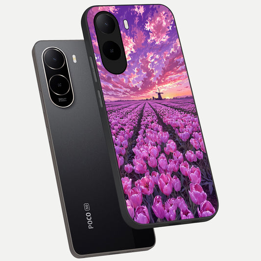  Lavender Dream Skies phone case For Poco C85x showing premium glass back cover with detailed artwork