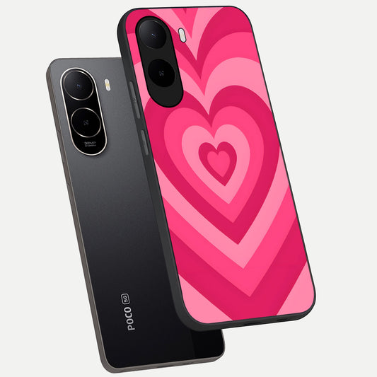  Layered Love Hearts phone case For Poco C85x showing premium glass back cover with detailed artwork