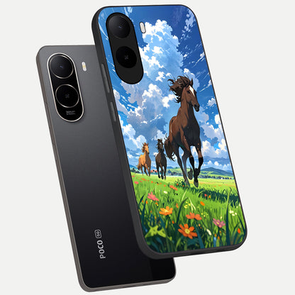  Majestic Horses Galloping phone case For Poco C85x showing premium glass back cover with detailed artwork