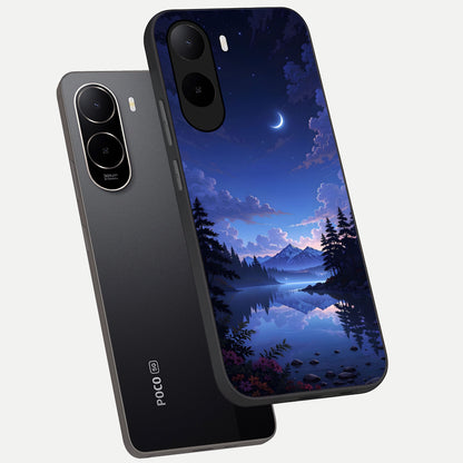  Midnight Lake Peace phone case For Poco C85x showing premium glass back cover with detailed artwork