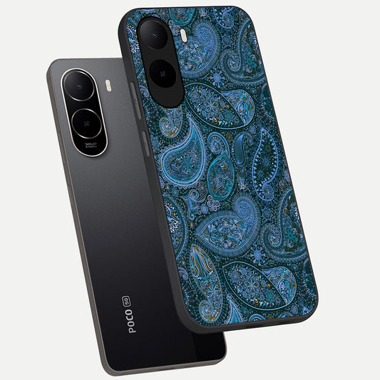  Midnight Paisley Glow phone case For Poco C85x showing premium glass back cover with detailed artwork
