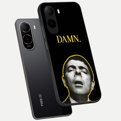  Mr Bean Damn phone case For Poco C85x showing premium glass back cover with detailed artwork