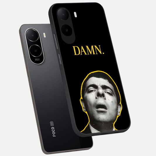 Mr Bean Damn phone case For Poco C85x showing premium glass back cover with detailed artwork