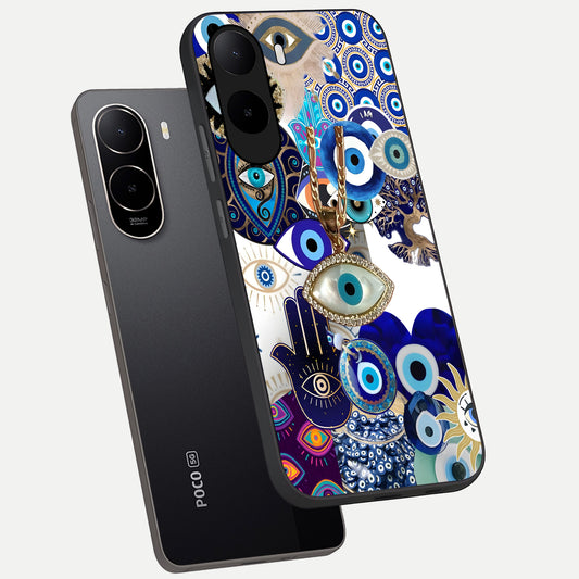  Mystic Charm Eye phone case For Poco C85x showing premium glass back cover with detailed artwork