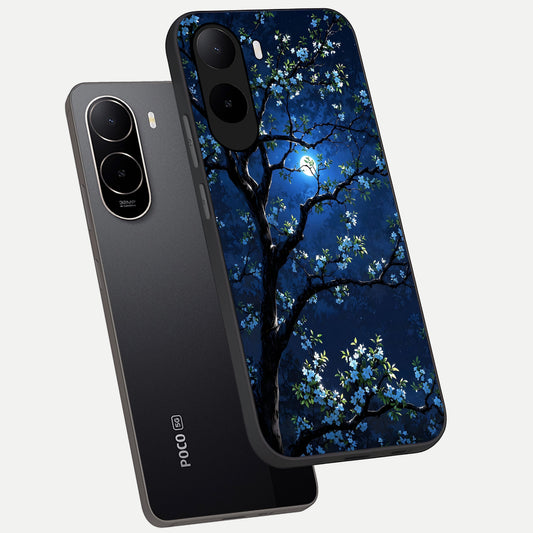  Mystic Floral Night phone case For Poco C85x showing premium glass back cover with detailed artwork