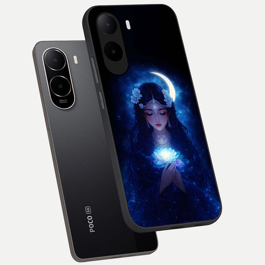  Mystic Moon Queen phone case For Poco C85x showing premium glass back cover with detailed artwork