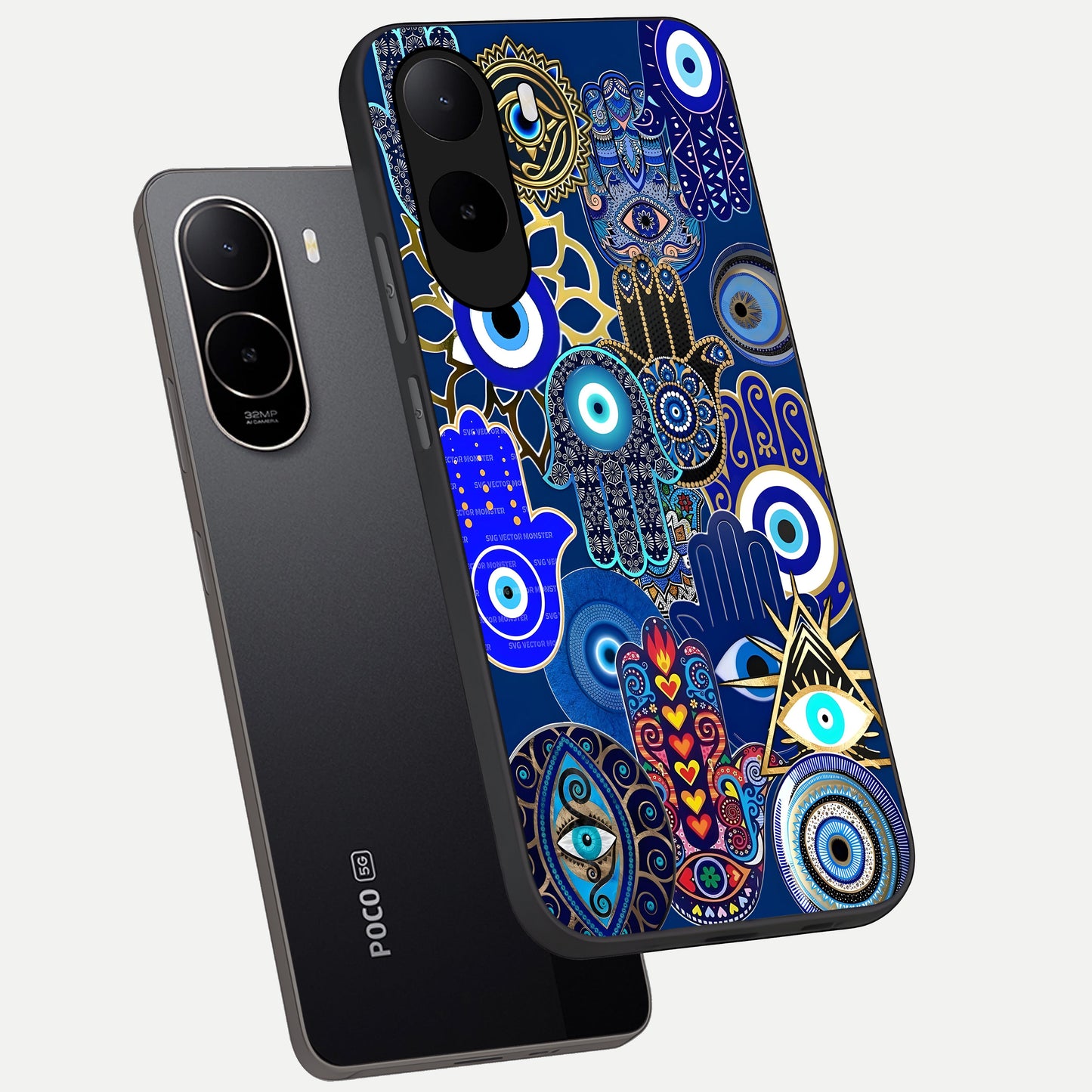  Mystic Palm Guard phone case For Poco C85x showing premium glass back cover with detailed artwork