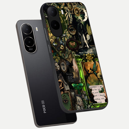  Mystic Woods Secret phone case For Poco C85x showing premium glass back cover with detailed artwork