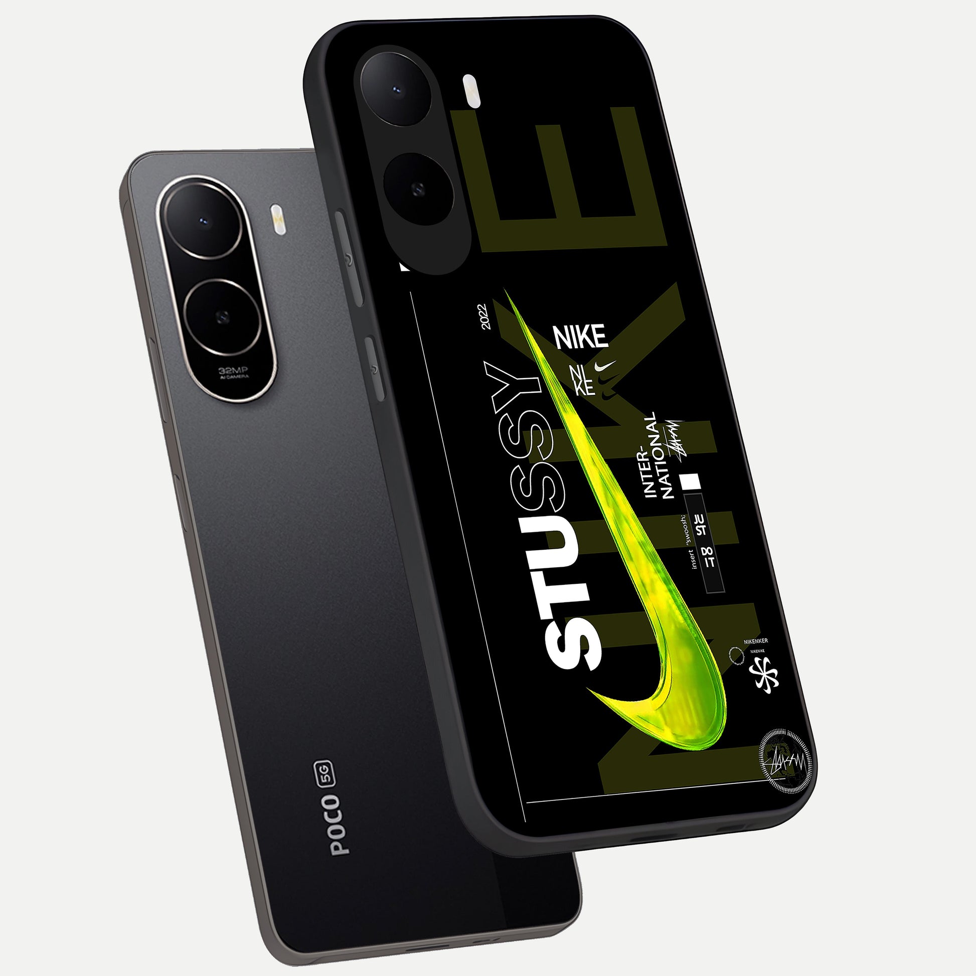  Neon Street Edition phone case For Poco C85x showing premium glass back cover with detailed artwork