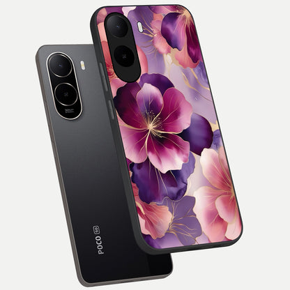  Pink Bouquet Florals phone case For Poco C85x showing premium glass back cover with detailed artwork