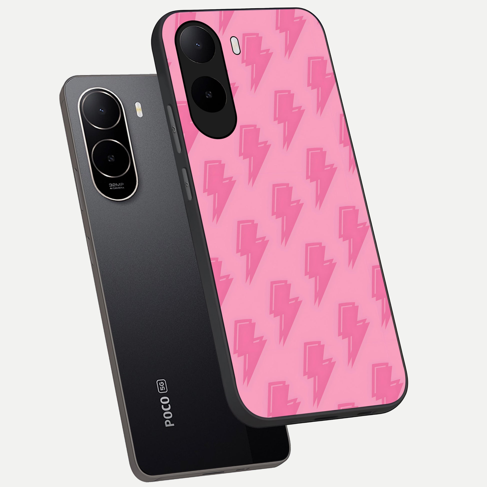  Pink Moo Magic phone case For Poco C85x showing premium glass back cover with detailed artwork