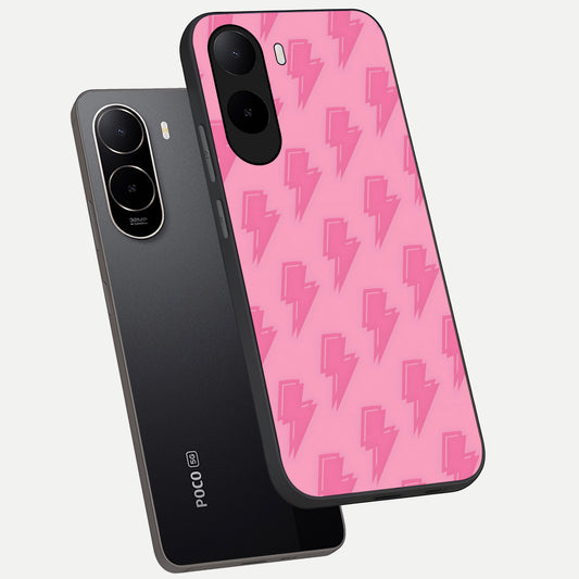  Pink Moo Magic phone case For Poco C85x showing premium glass back cover with detailed artwork