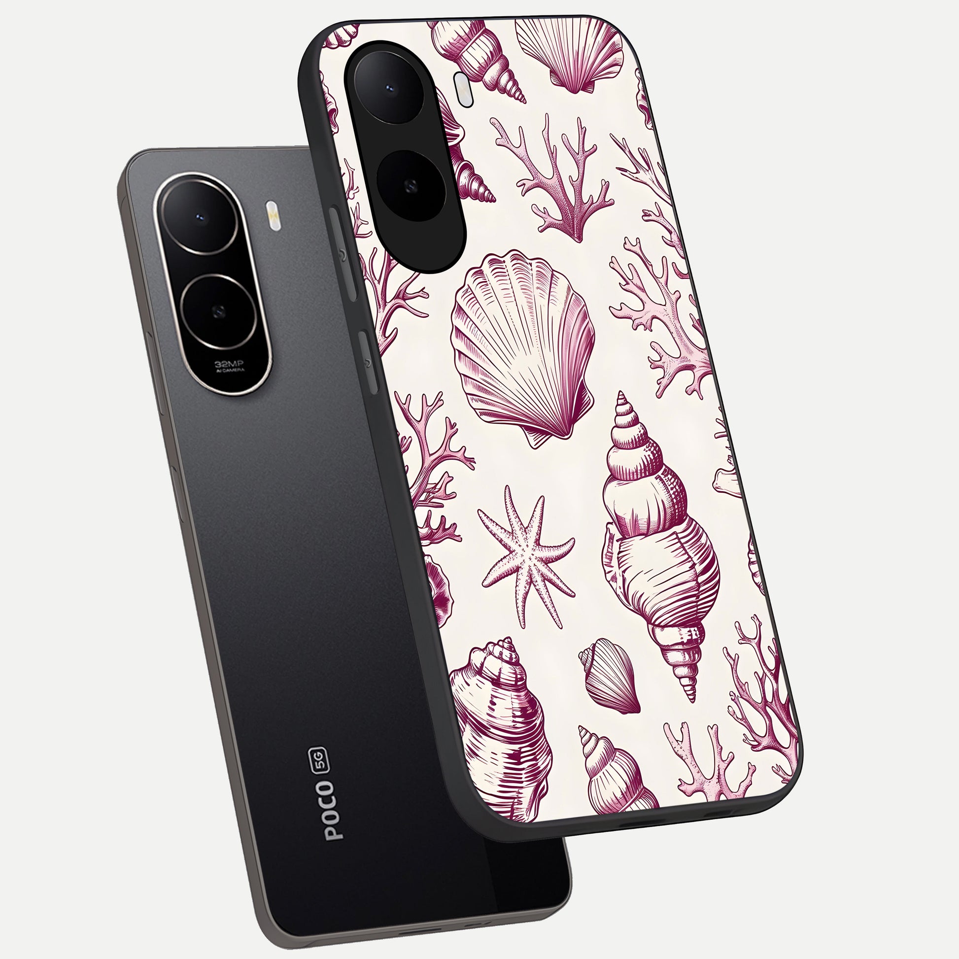  Pink Power Sparks phone case For Poco C85x showing premium glass back cover with detailed artwork