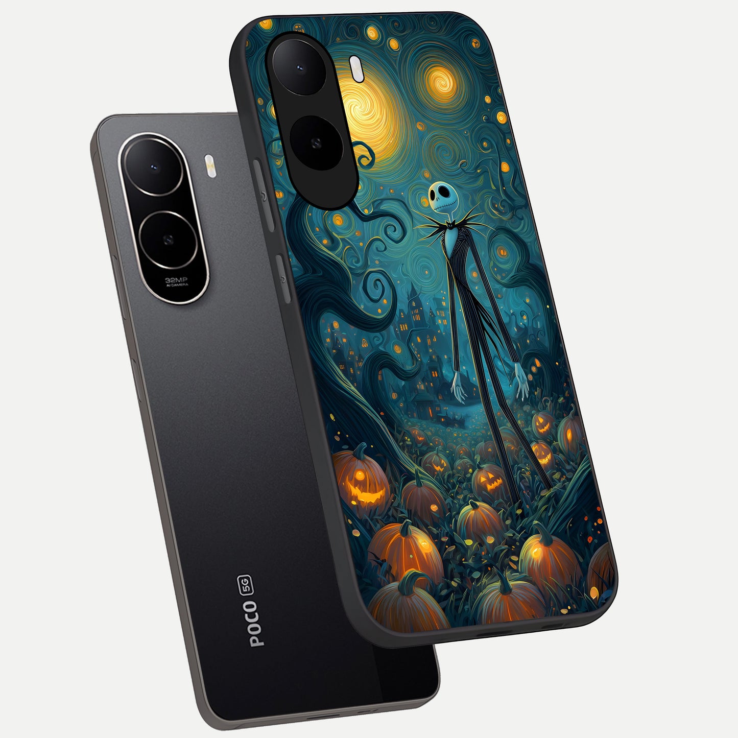  Pumpkin Moonlight Tale phone case For Poco C85x showing premium glass back cover with detailed artwork