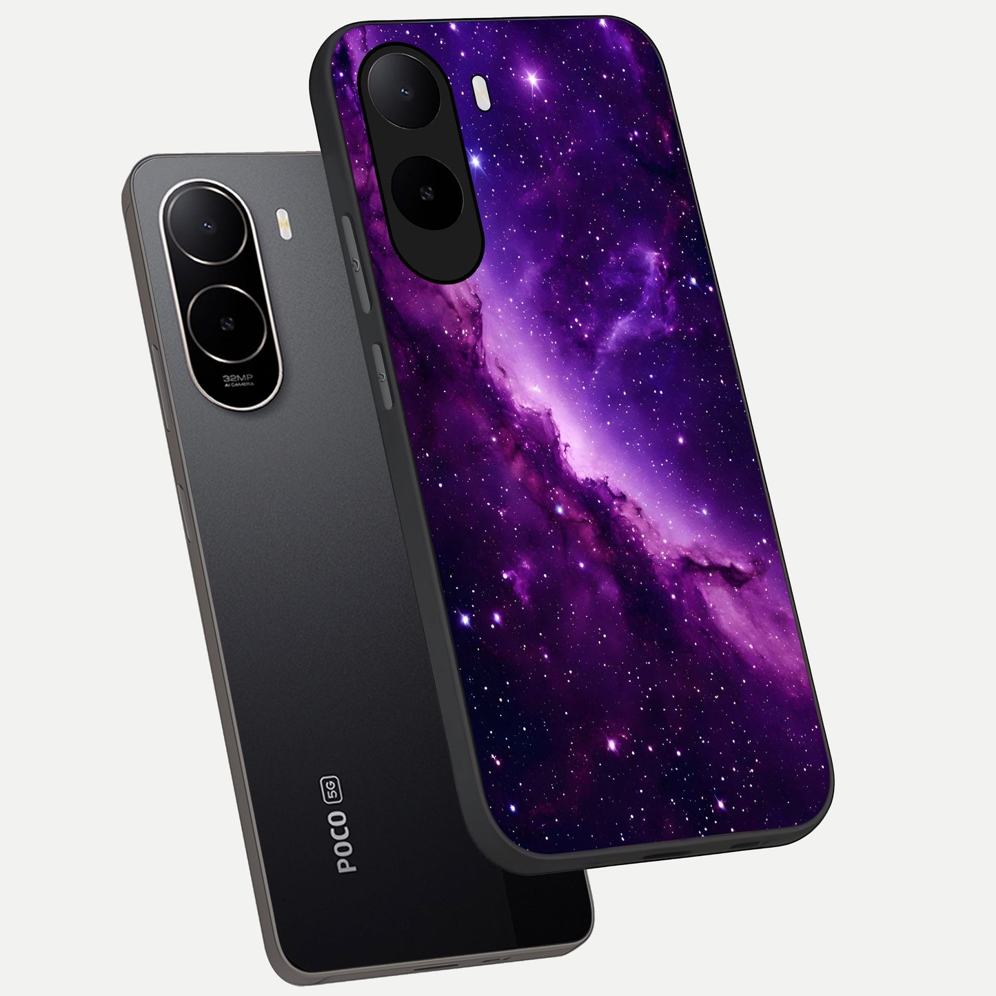  Purple Shade Sky phone case For Poco C85x showing premium glass back cover with detailed artwork