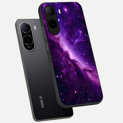  Purple Shade Sky phone case For Poco C85x showing premium glass back cover with detailed artwork
