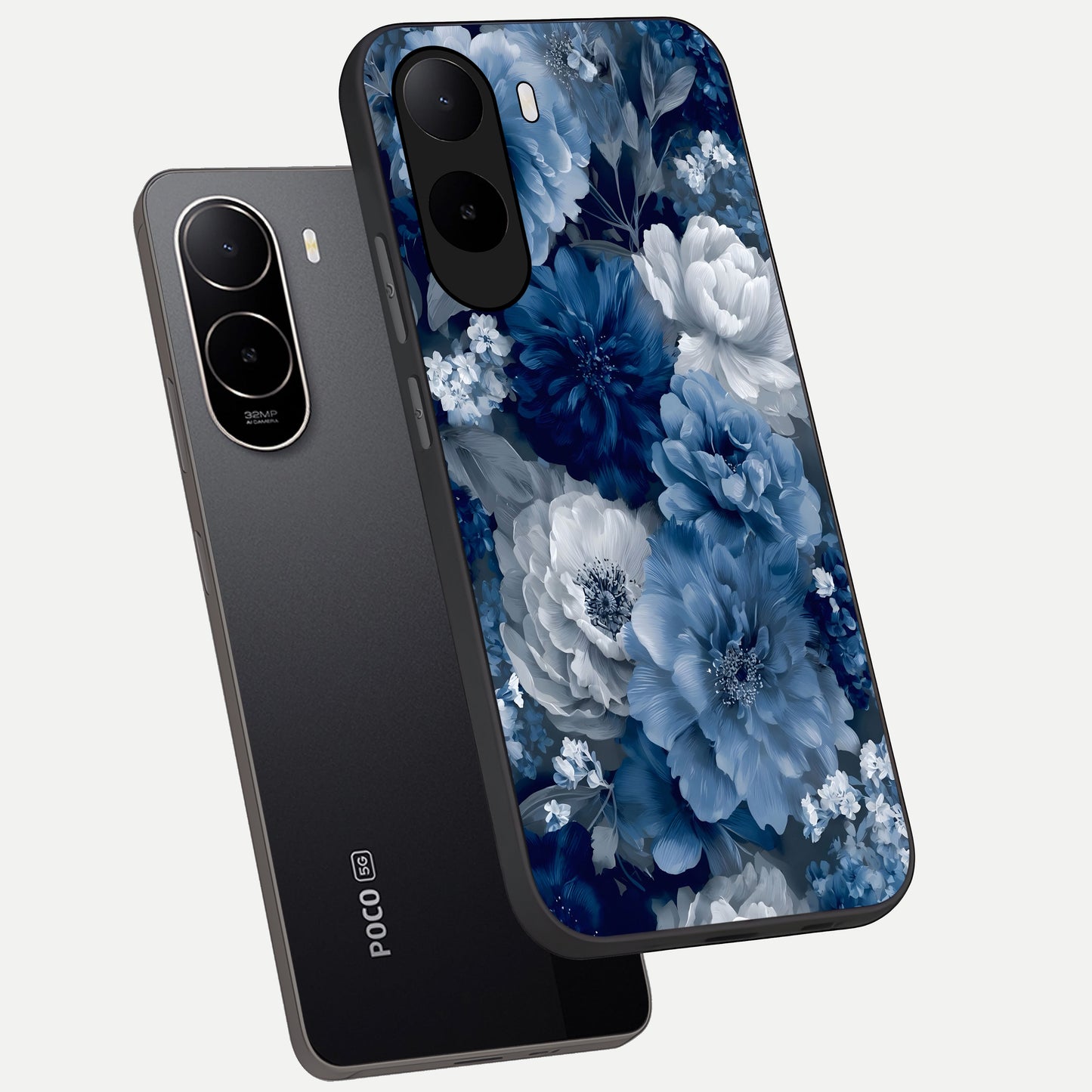 Royal Bloom Garden phone case For Poco C85x showing premium glass back cover with detailed artwork