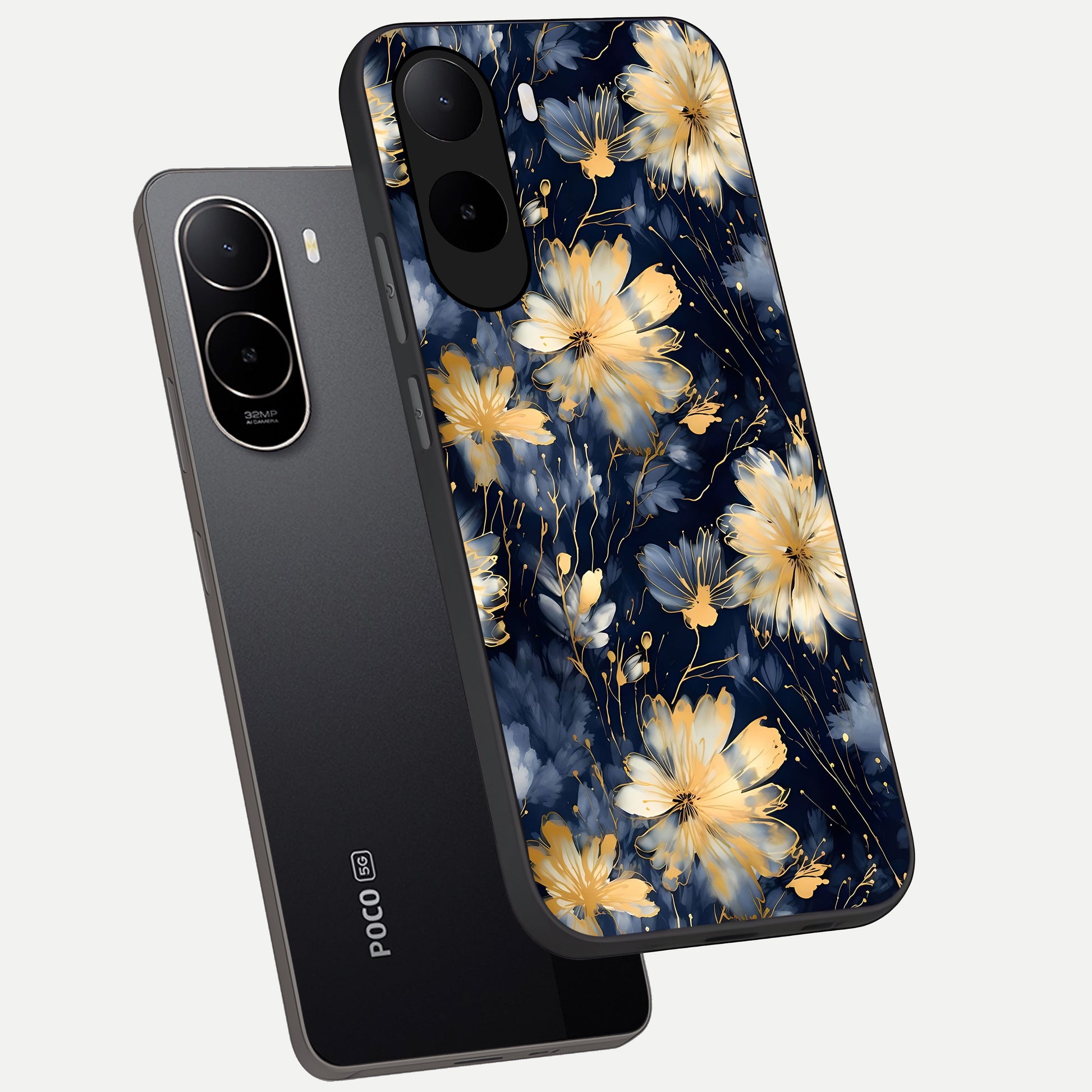  Royal Petal Dream phone case For Poco C85x showing premium glass back cover with detailed artwork