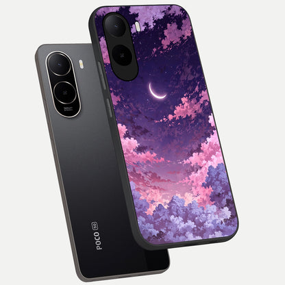  Sky Drift Clouds phone case For Poco C85x showing premium glass back cover with detailed artwork