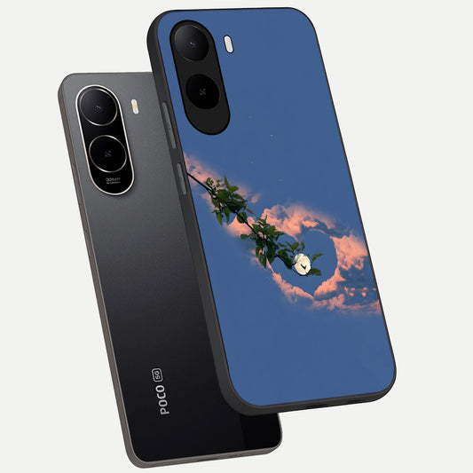  Sky Under Tree phone case For Poco C85x showing premium glass back cover with detailed artwork