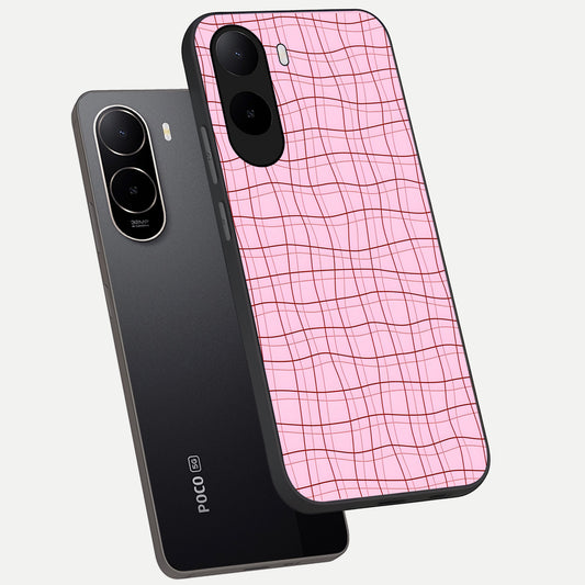  Soft Grid Bliss phone case For Poco C85x showing premium glass back cover with detailed artwork